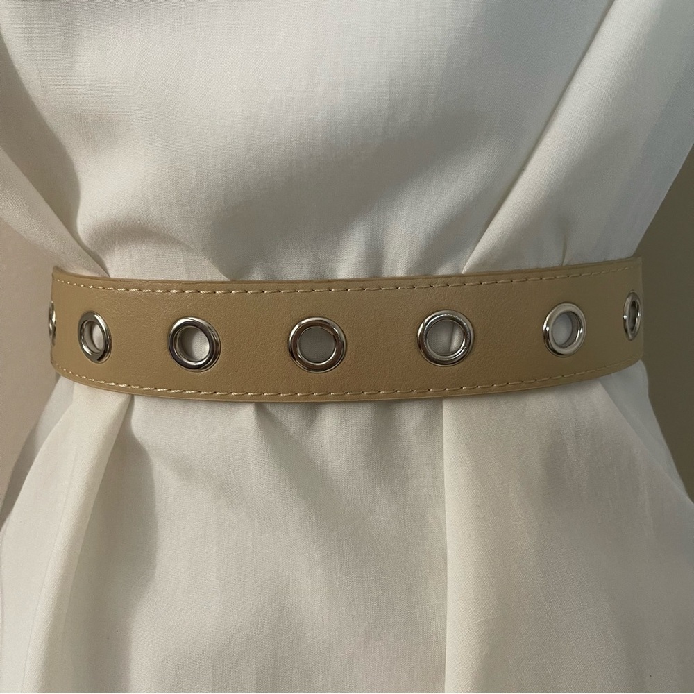 Beige PU leather belt - Picture 3 of 8